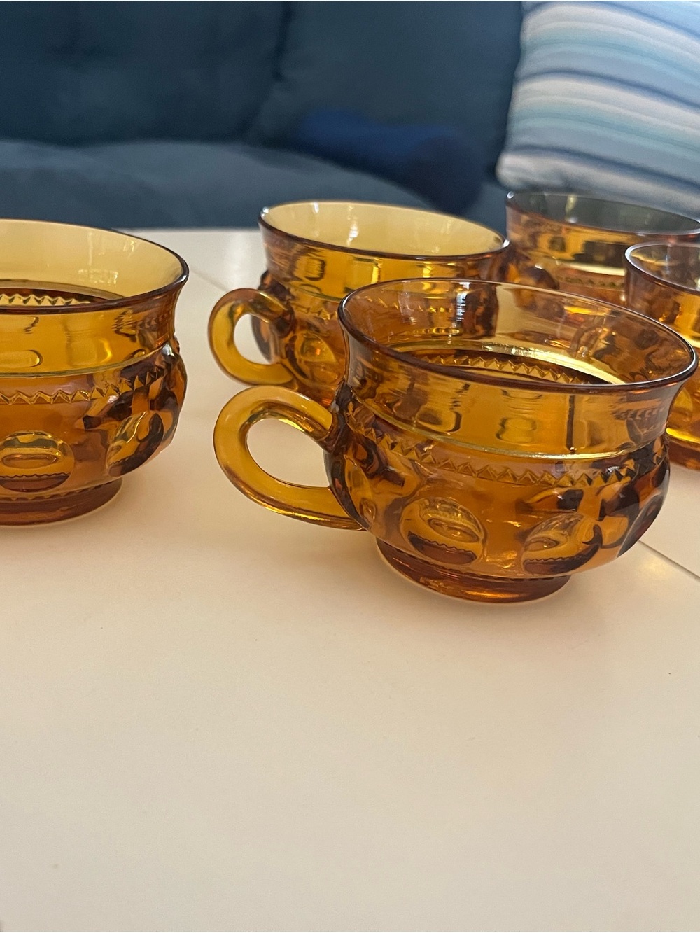 Vintage Indiana Amber Punchbowl Cups - Set of 5